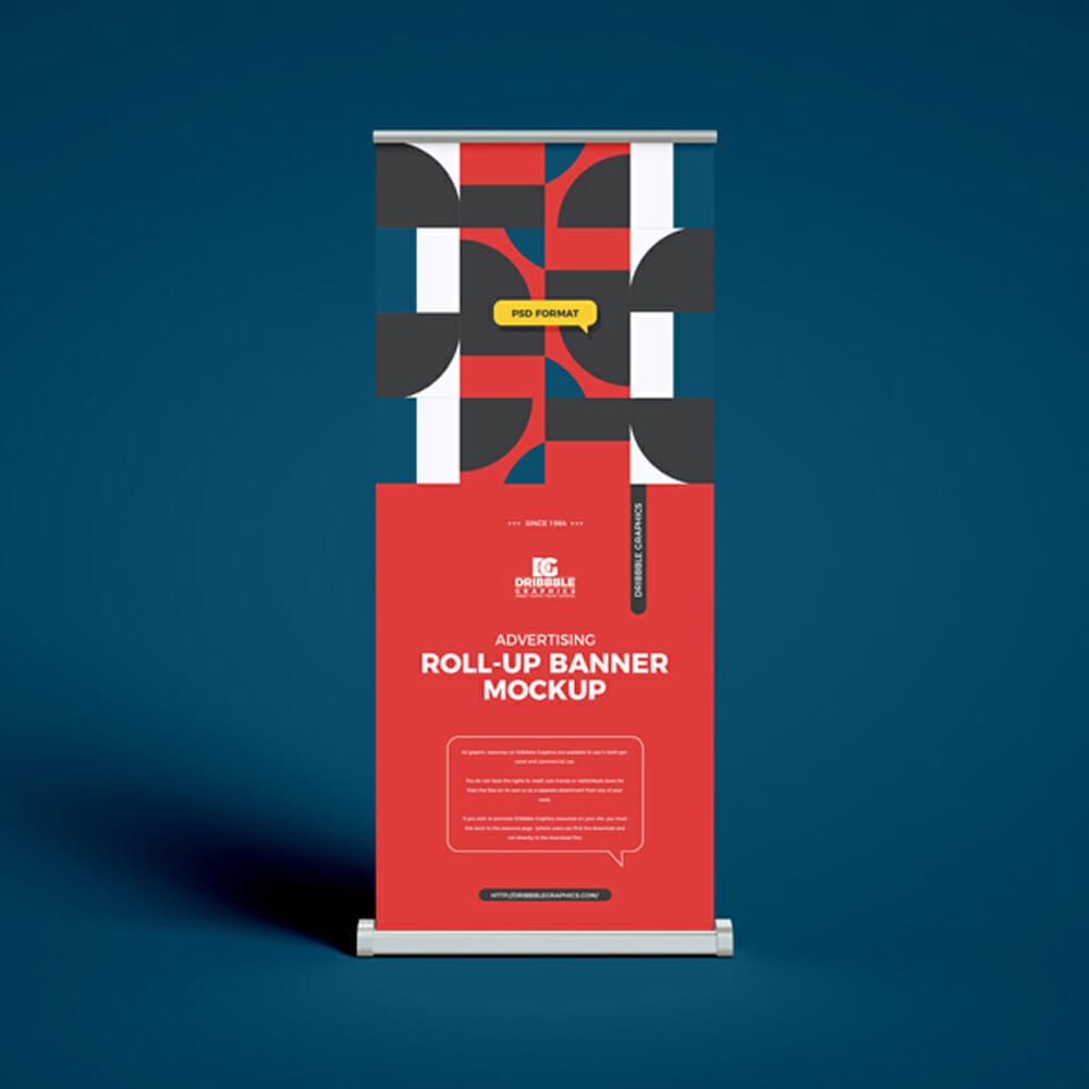 Free Advertising Roll-Up Banner Mockup