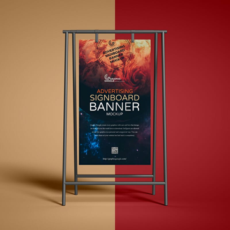 Free Advertising Signboard Banner Mockup
