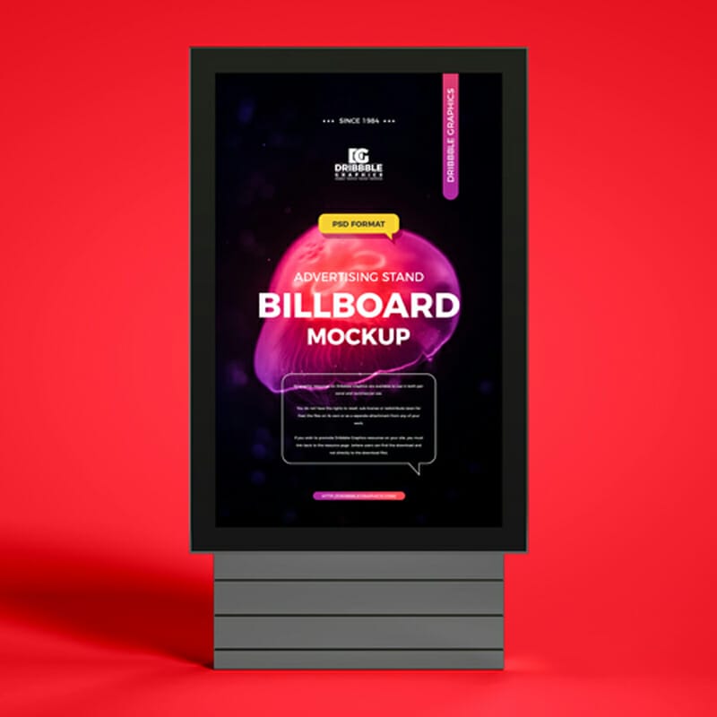 Free Advertising Stand Billboard Mockup