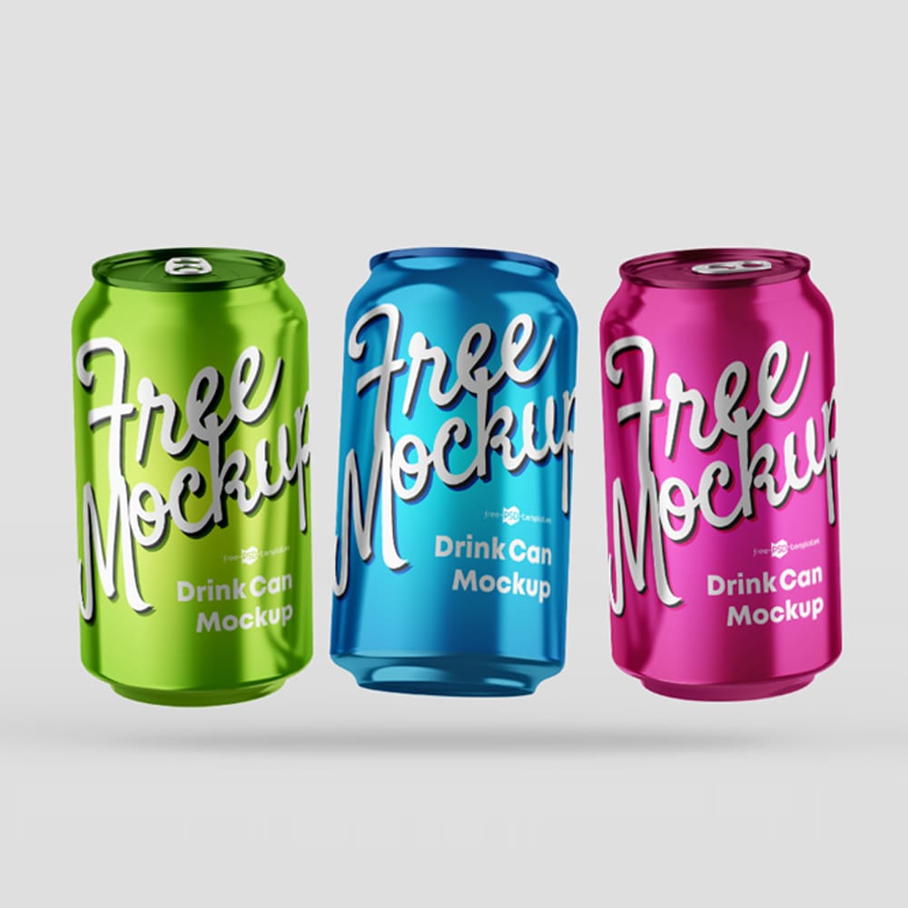 Free Drink Can Mockup Set