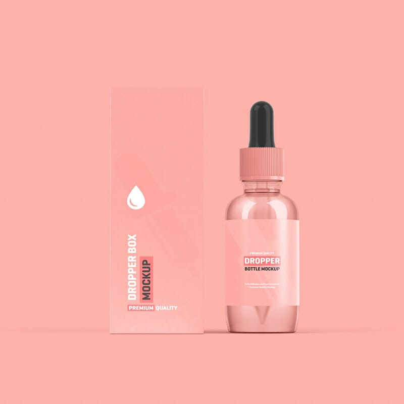 Free Dropper Bottle Packaging Mockup