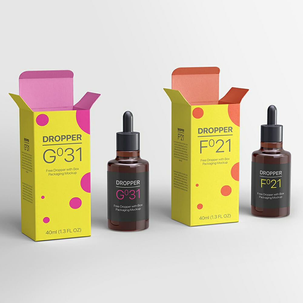 Free Dropper with Box Mockup