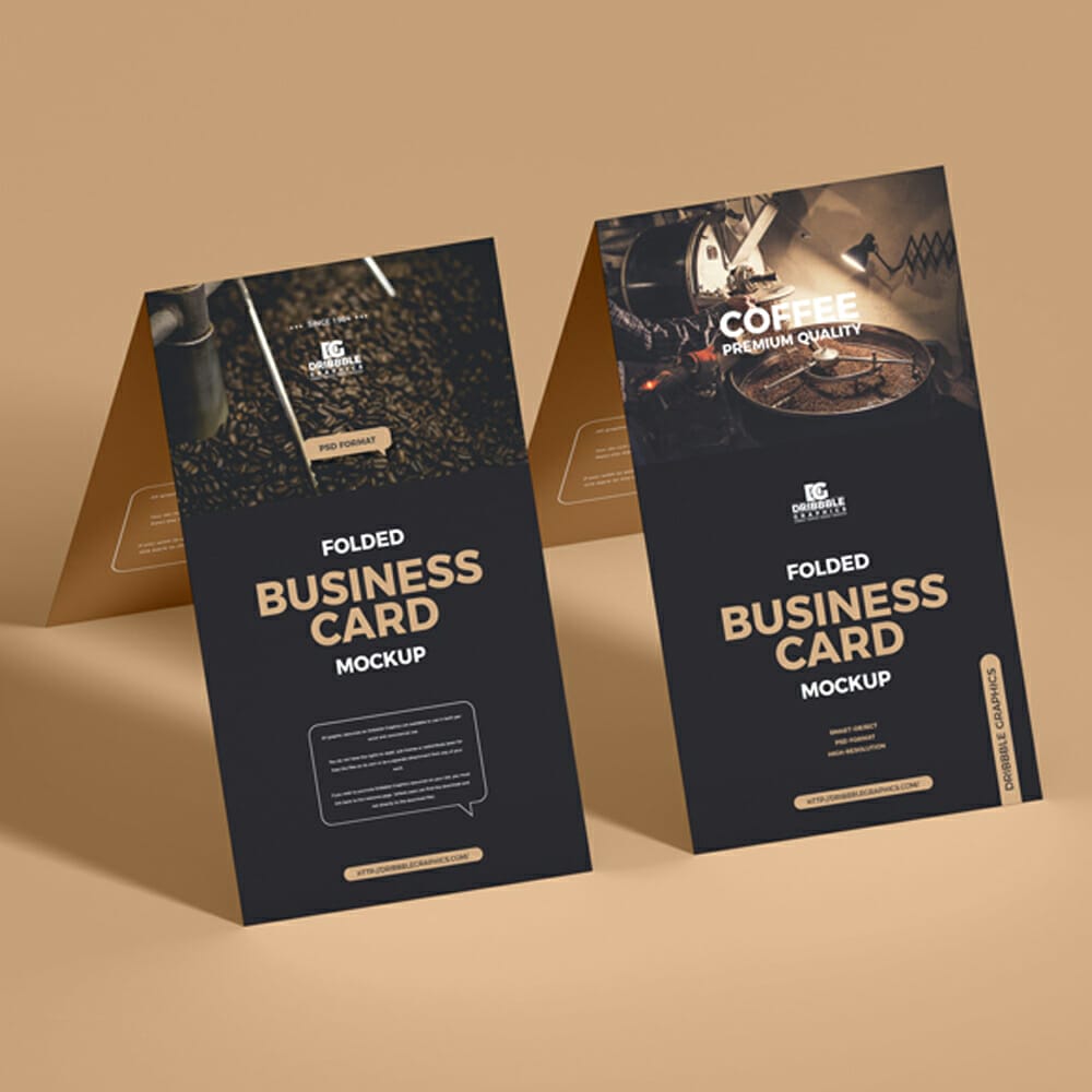 Free Folded Business Card Mockup