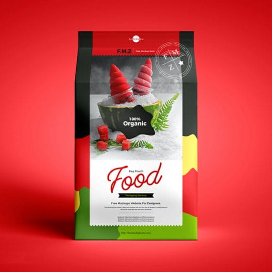 Free Food Bag Pouch Packaging Mockup
