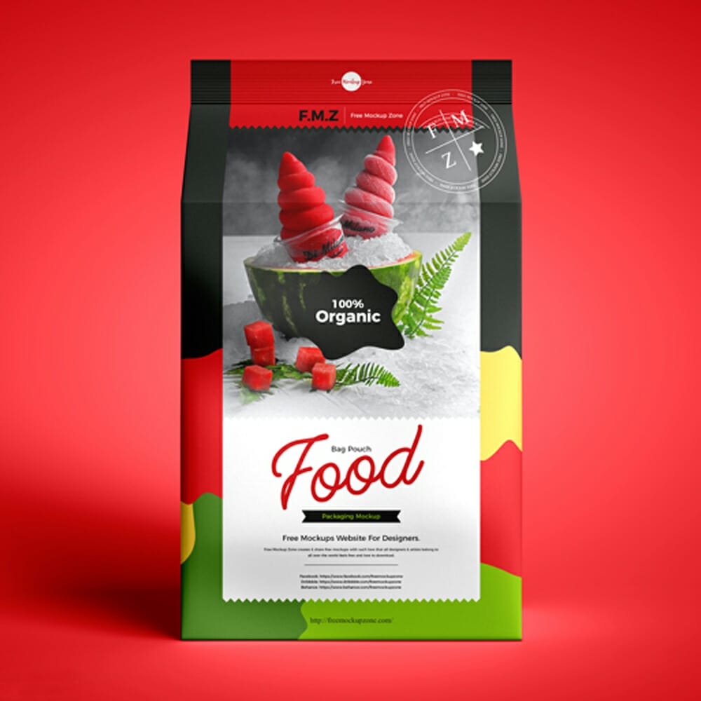 Free Food Bag Pouch Packaging Mockup