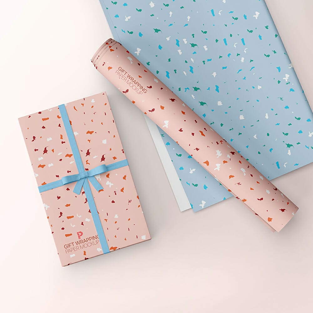 Free Gift Wrapping Paper Mockup