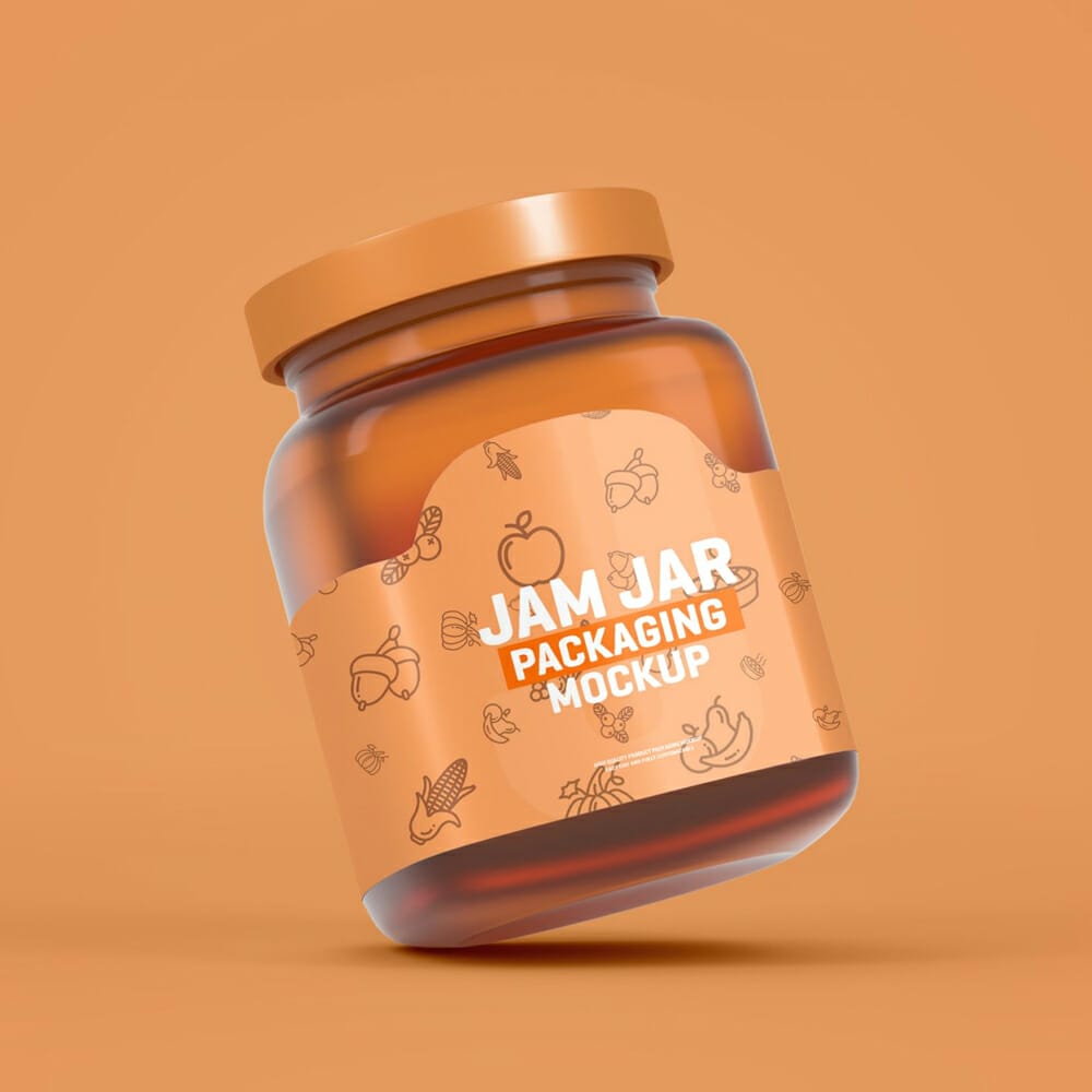Free Glass Jam Jar Packaging Mockup