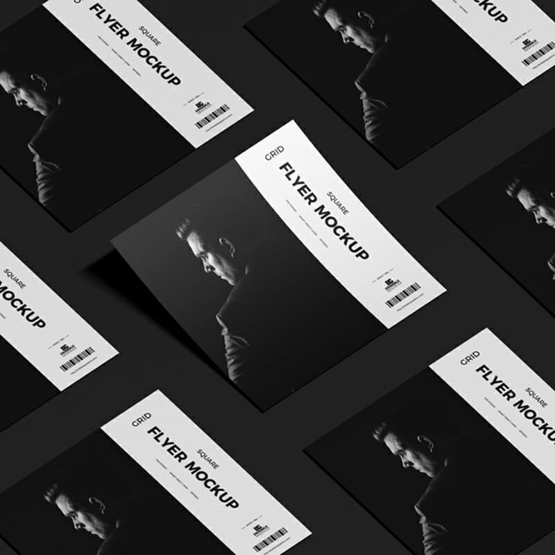 Free Grid Square Flyer Mockup