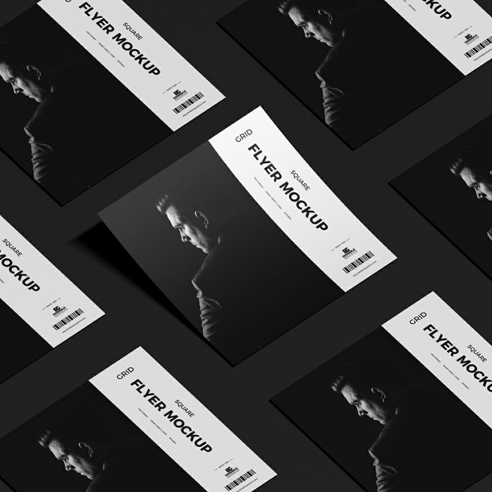Free Grid Square Flyer Mockup