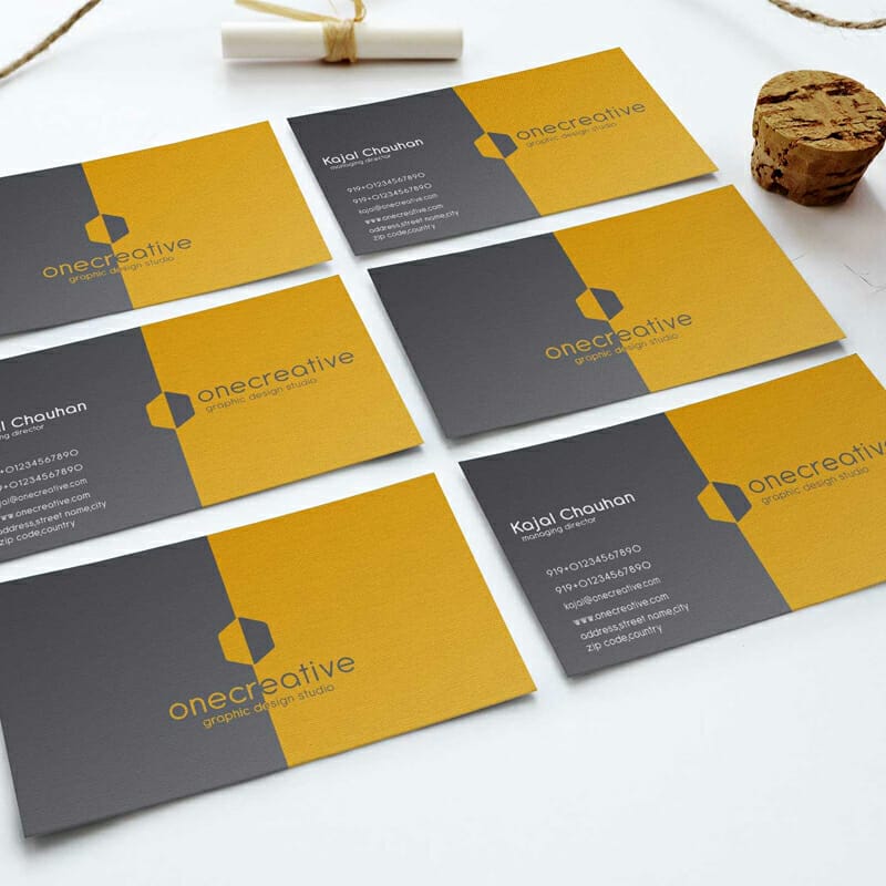 Free Grid Style Business Card Mockup