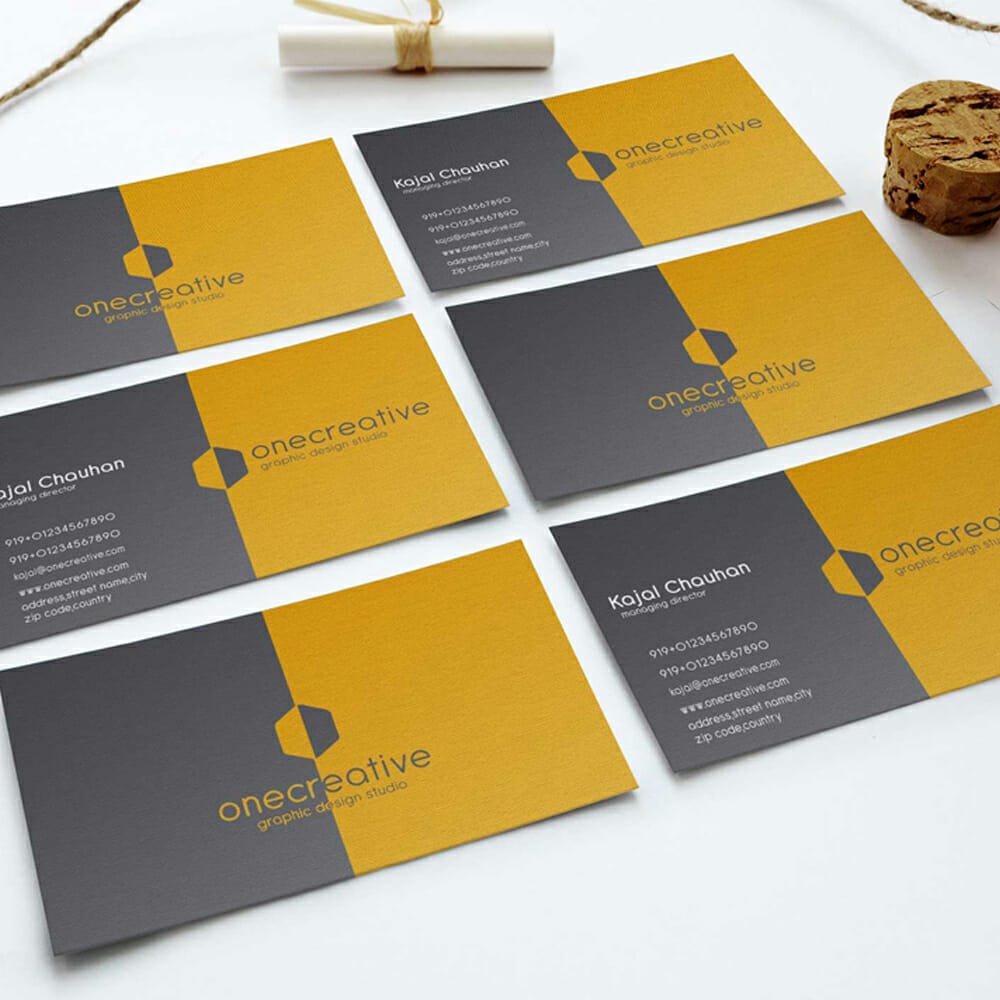 Free Grid Style Business Card Mockup