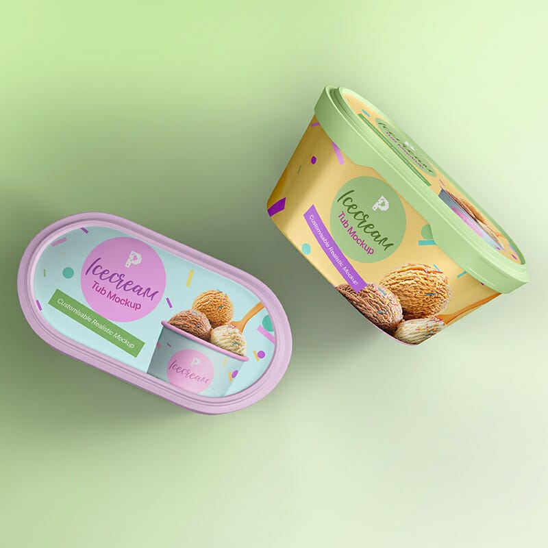 Free Ice Cream Tub Mockup