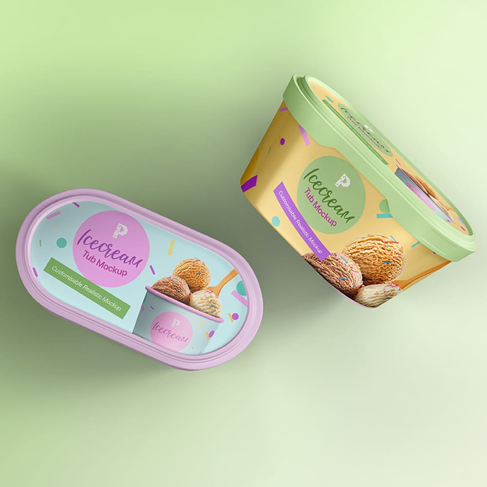 Free Ice Cream Tub Mockup