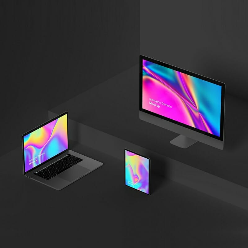 Free Isometric Devices Mockup