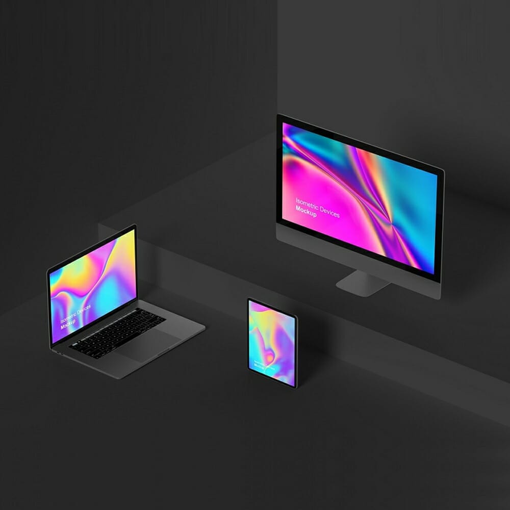 Free Isometric Devices Mockup