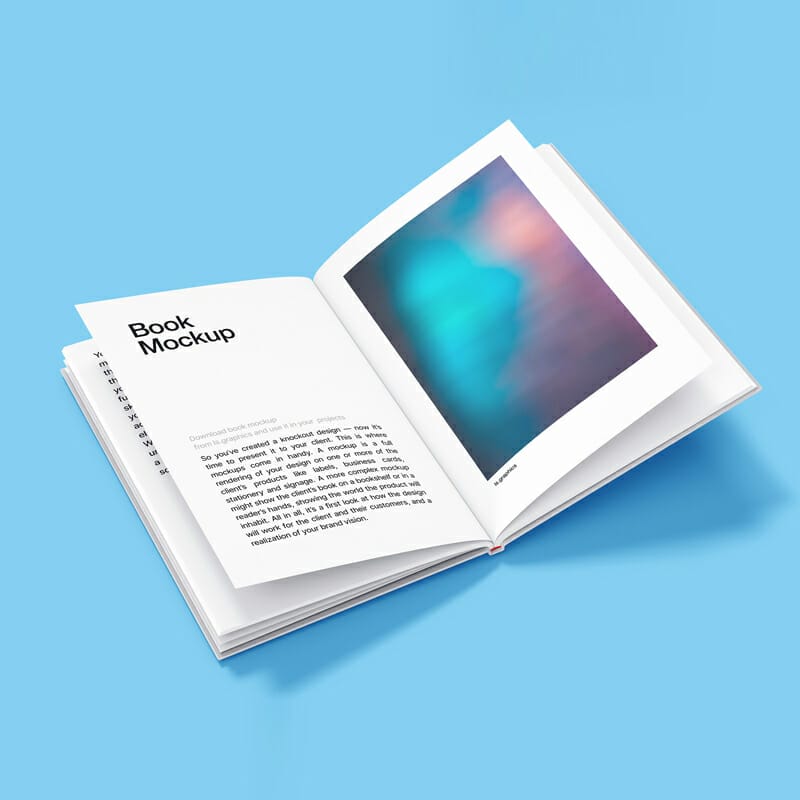 Free Open Hardcover Book Mockup
