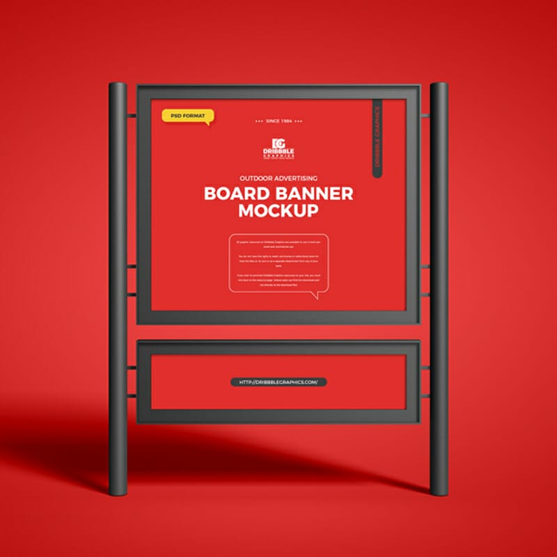 Free Outdoor Advertising Board Banner Mockup