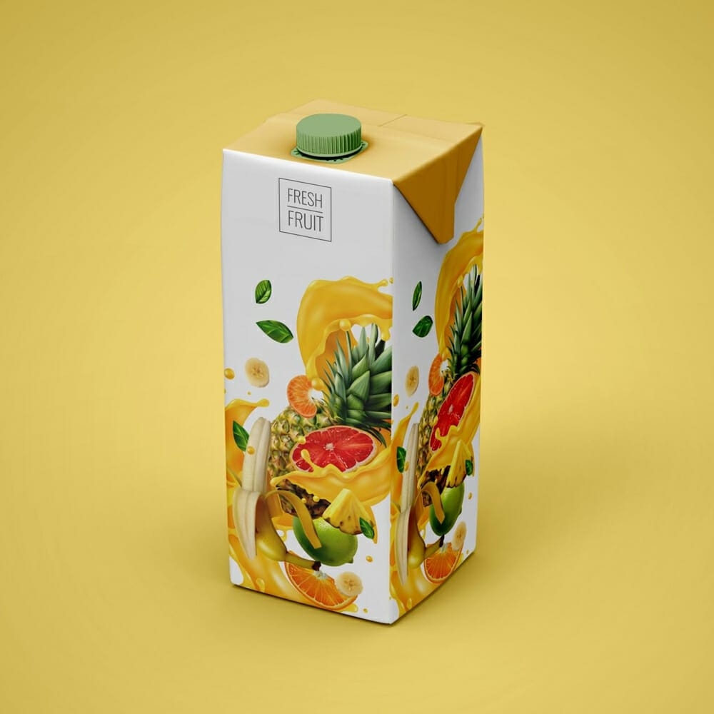 Free Paper Juice Box Mockup