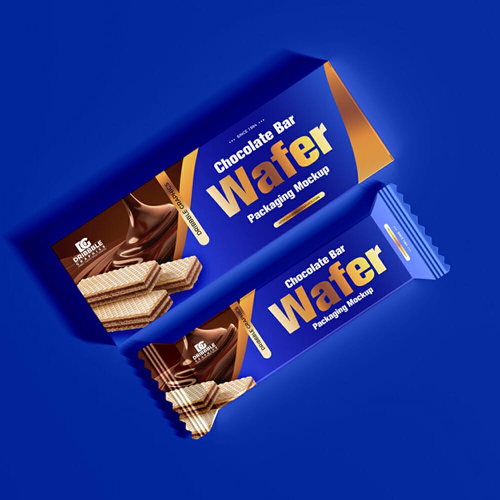 Free Wafer Chocolate Bar Packaging Mockup