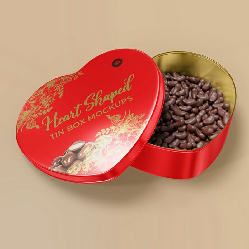 Heart Shaped Tin Box Mockups