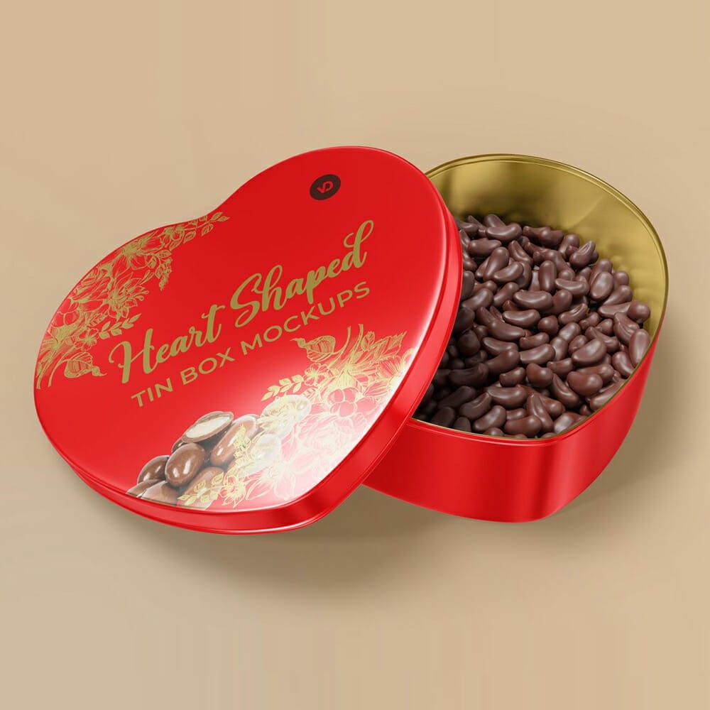 Heart Shaped Tin Box Mockups