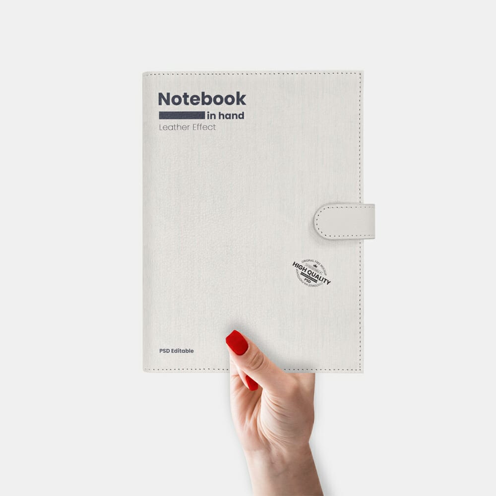 Leather Notebook in Hand Free Mockup
