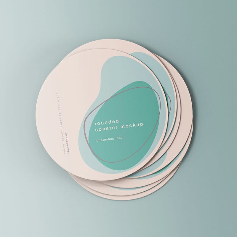 Minimal Rounded Coasters Mockup