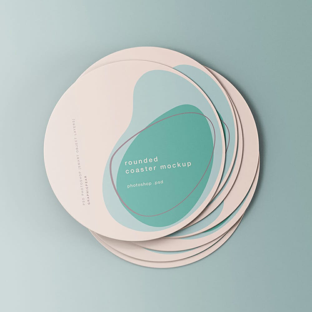 Minimal Rounded Coasters Mockup