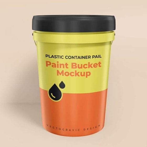 Plastic Container Gallon Paint Pail Mockup