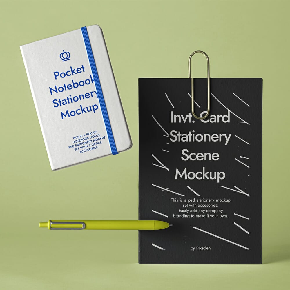 Stationery PSD Notebook Mockup Scene