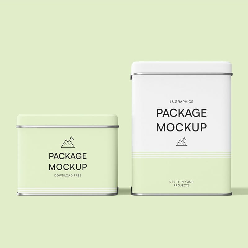 2 Sizes Tin Boxes Free Mockup
