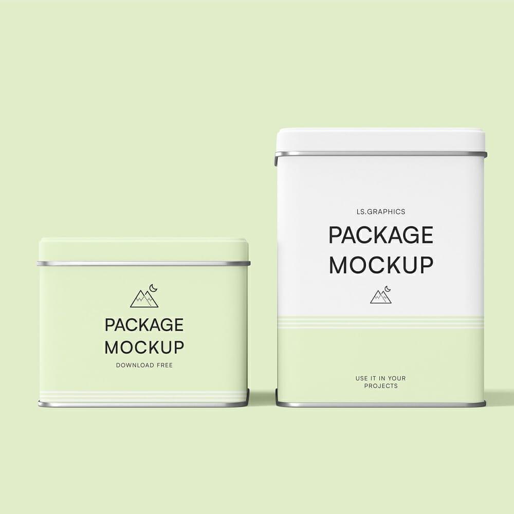2 Sizes Tin Boxes Free Mockup
