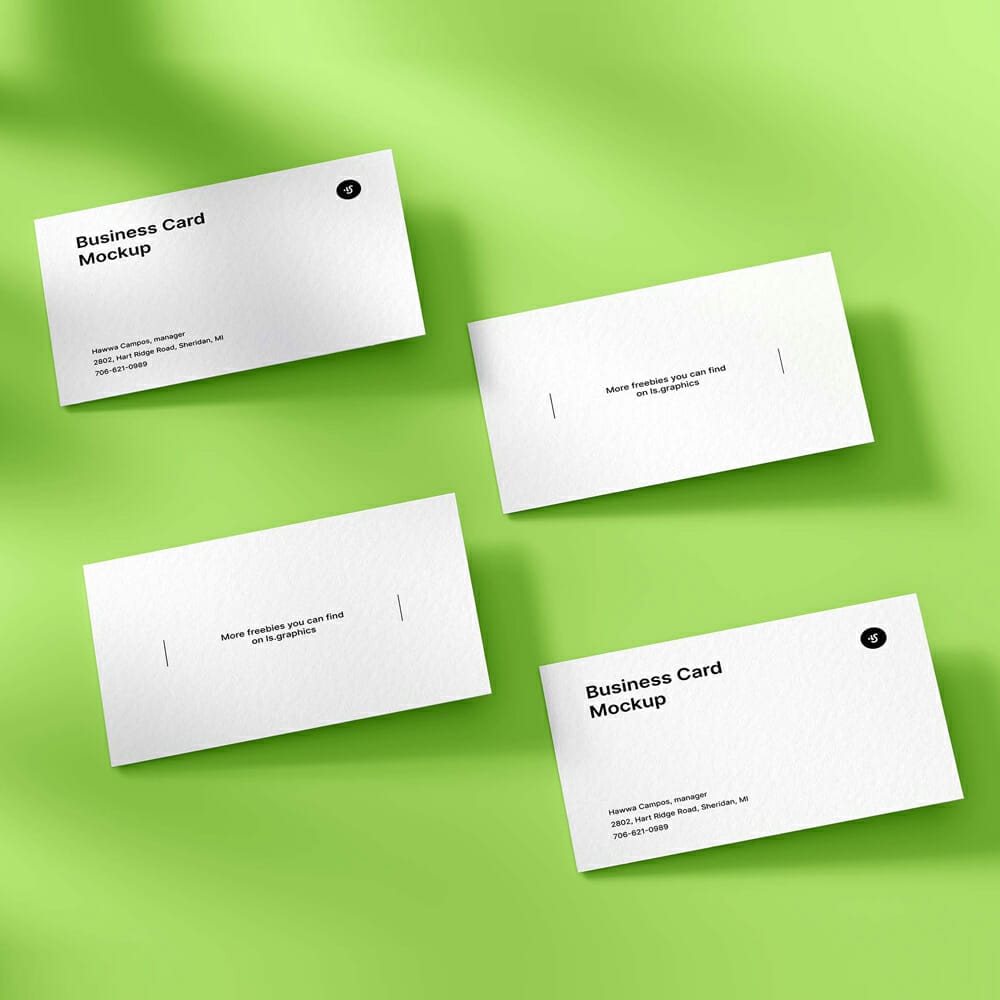 4 Classic Business Card Free Mockup