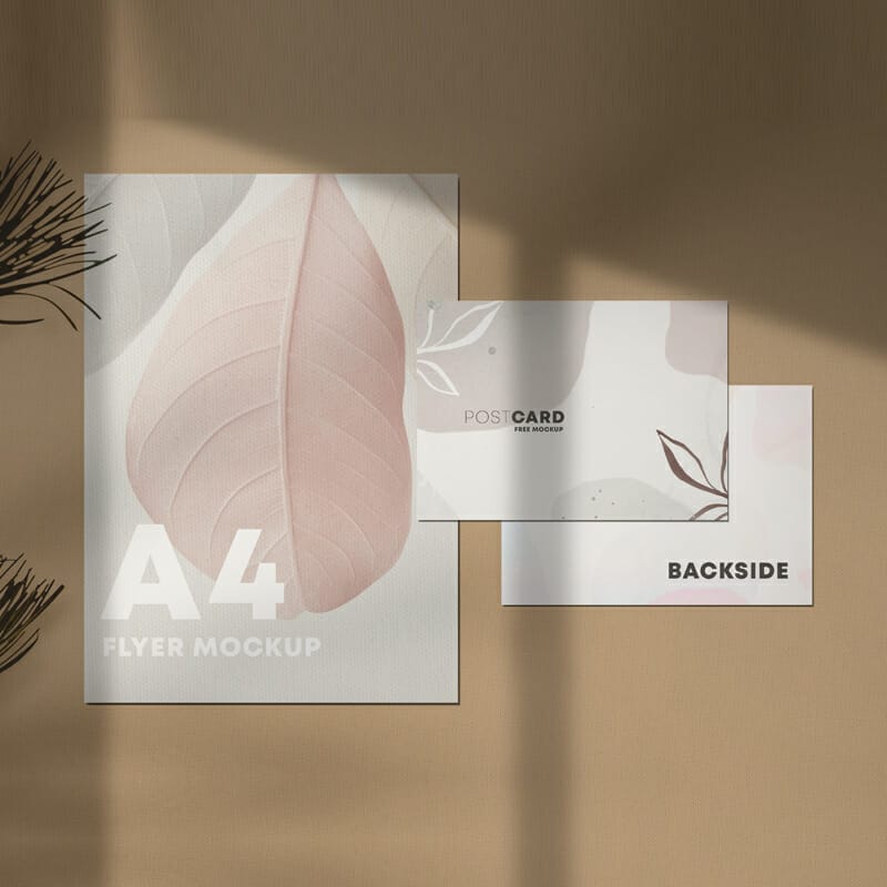 A4 Flyer & Postcard Free Mockup