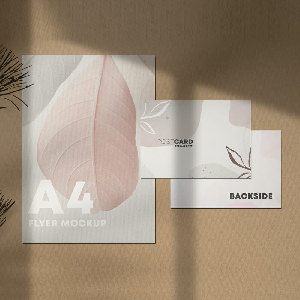 A4 Flyer & Postcard Free Mockup
