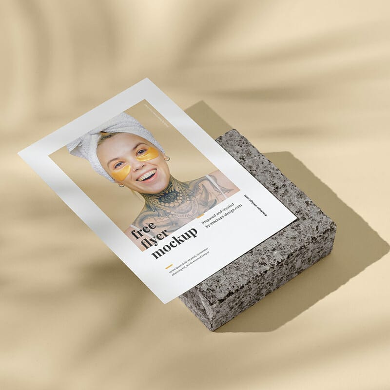 A6 Flyer On A Stone Mockup