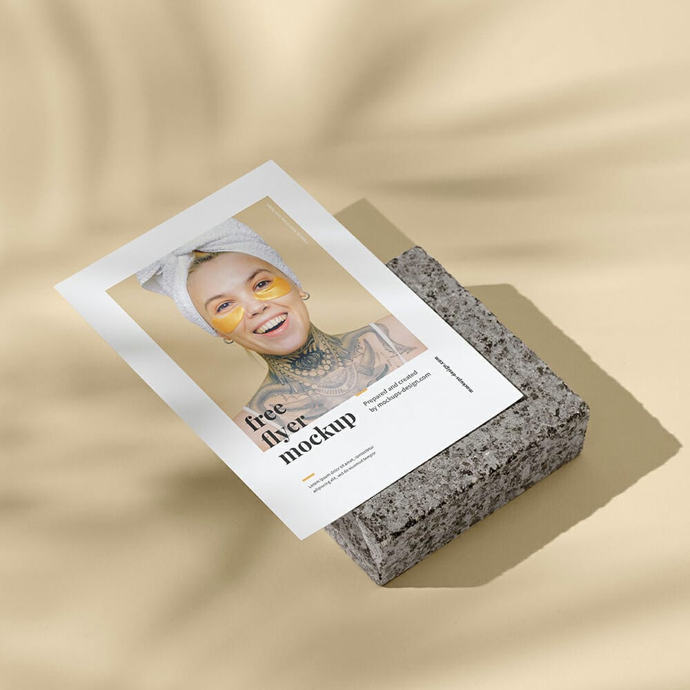 A6 Flyer On A Stone Mockup