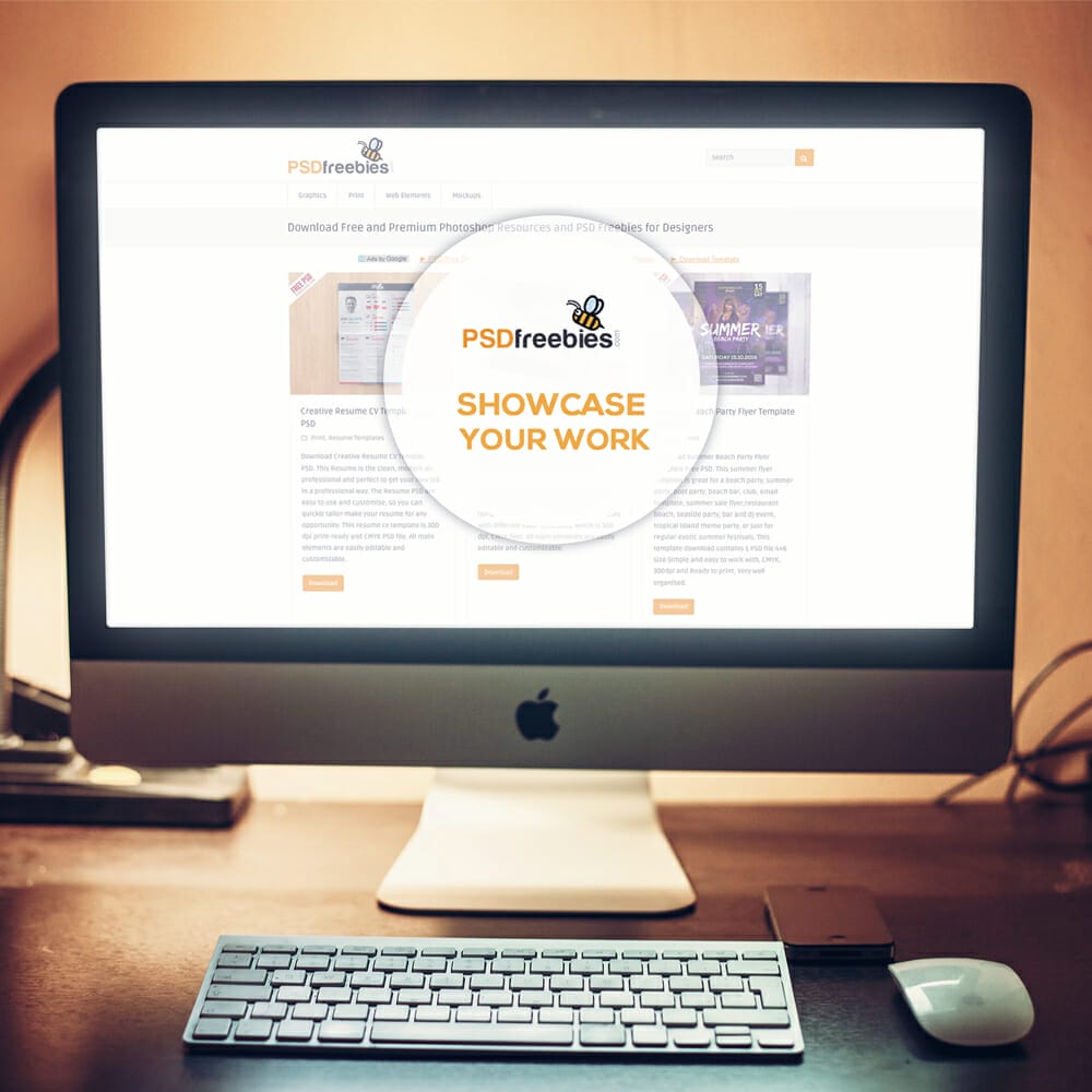 Apple iMac Desktop Mockup Free PSD