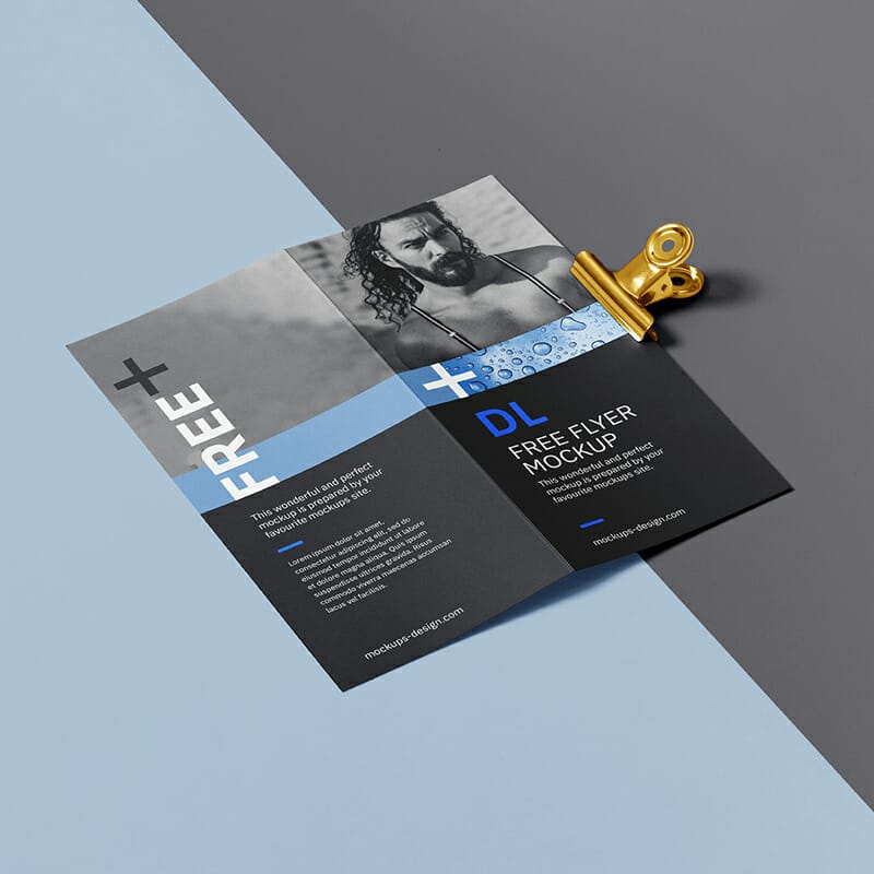 Bi Fold DL Flyer With A Clip Mockup