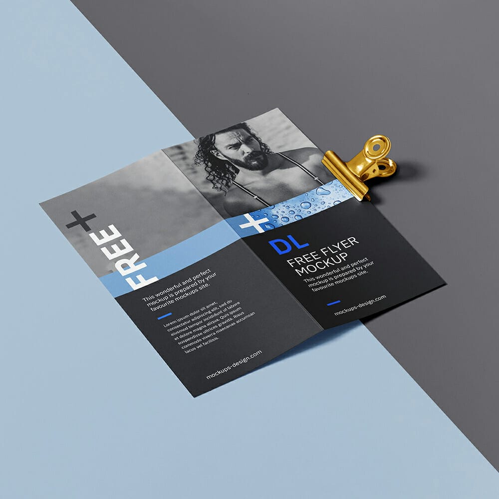 Bi Fold DL Flyer With A Clip Mockup