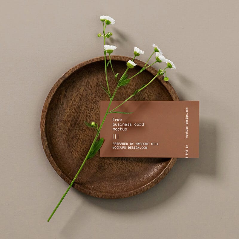 Business Card With A Flower Mockup