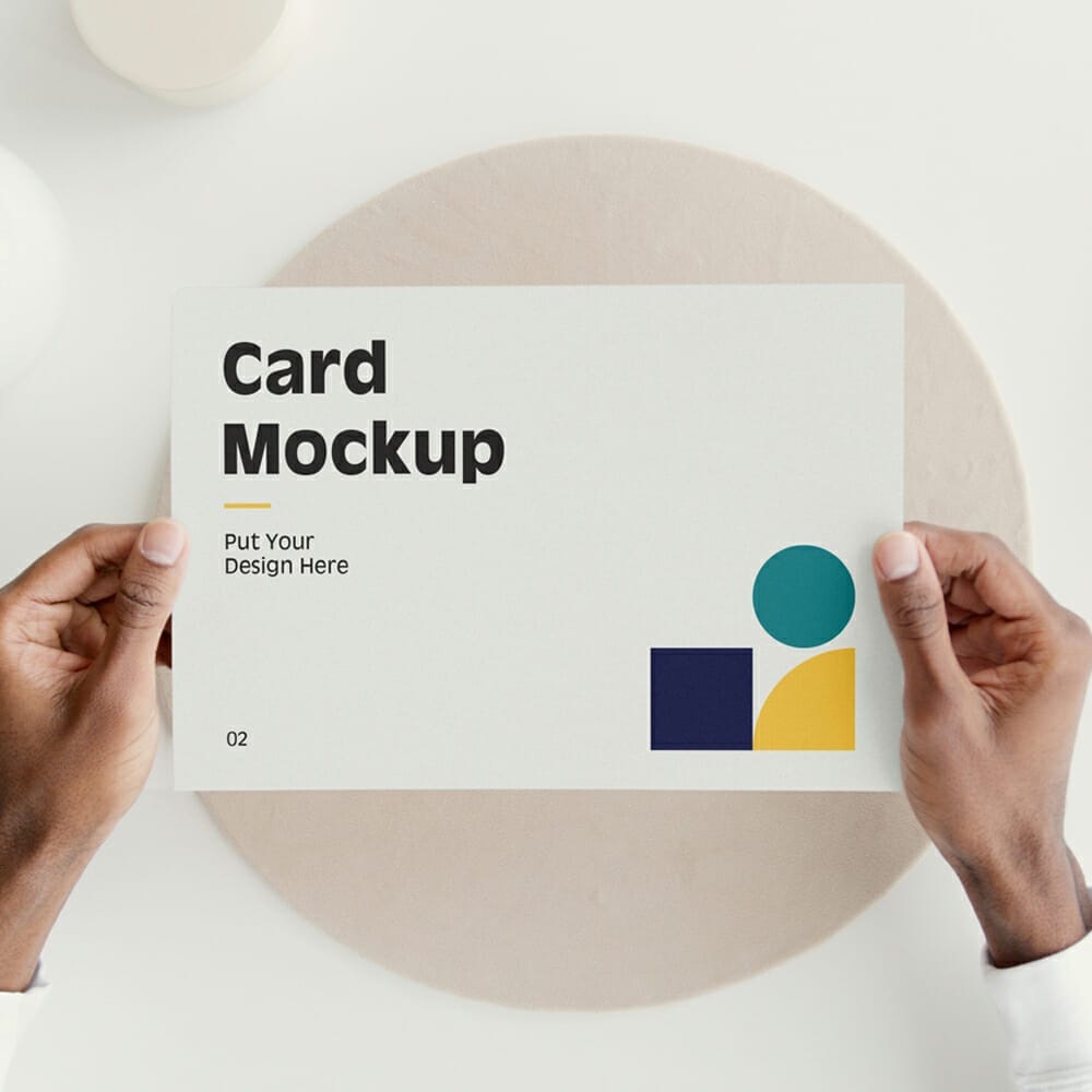 Card With Hands Mockup