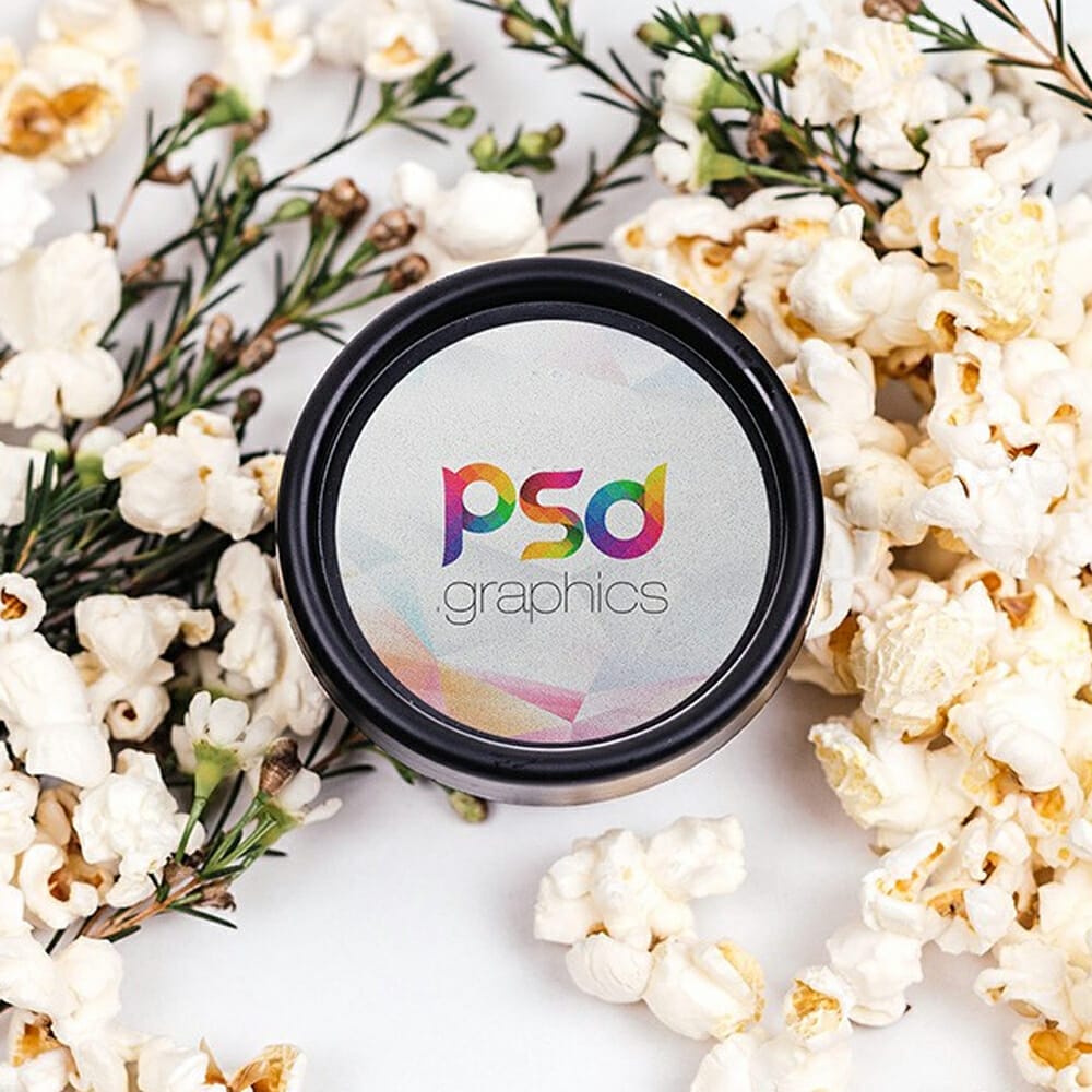 Cosmetic Jar Top Lid Label Mockup