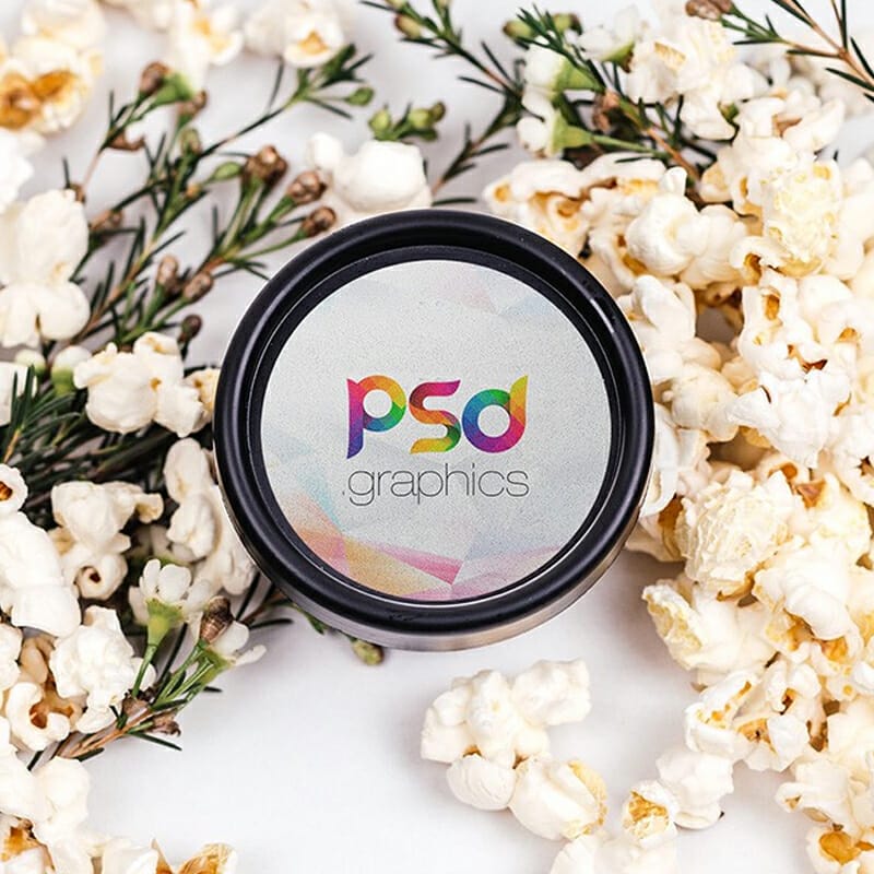 Cosmetic Jar Top Lid Label Mockup