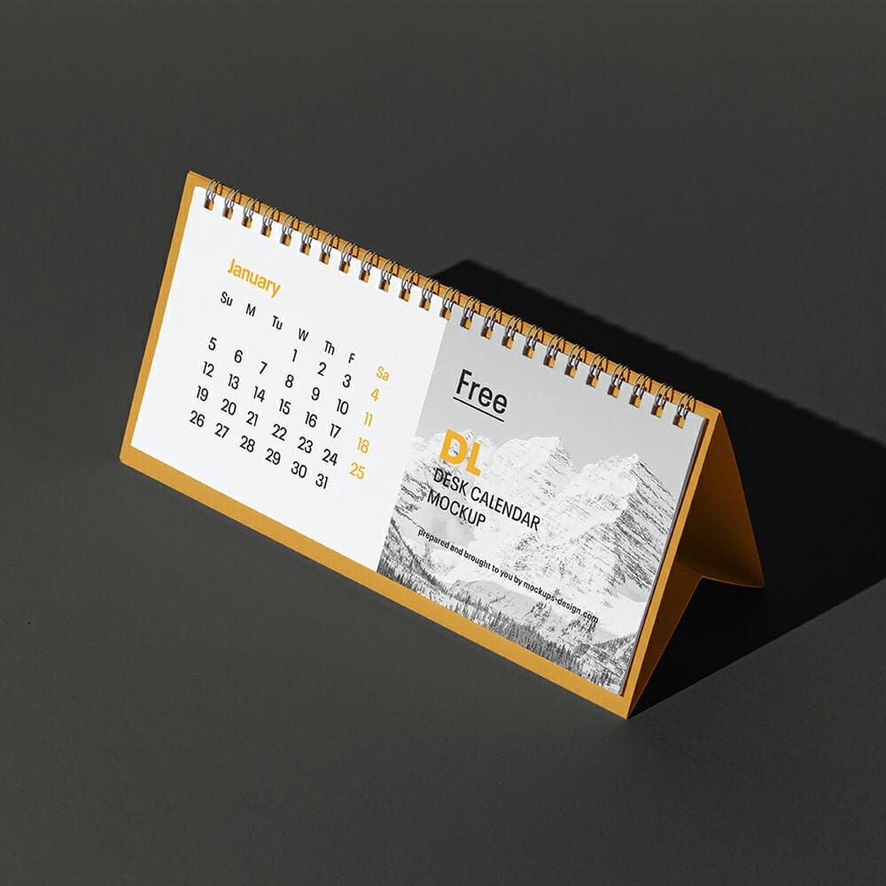 DL Desk Calendar Mockup