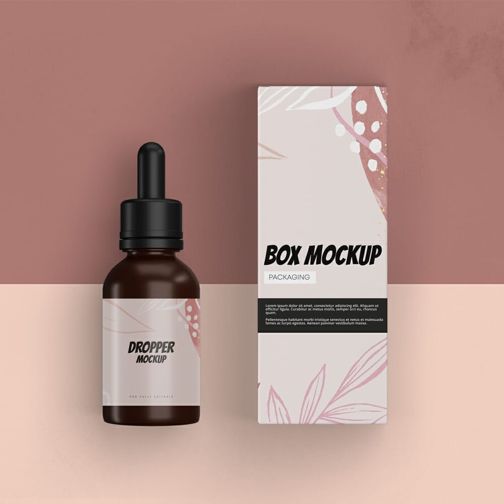 Dropper & Box Packaging Free Mockup