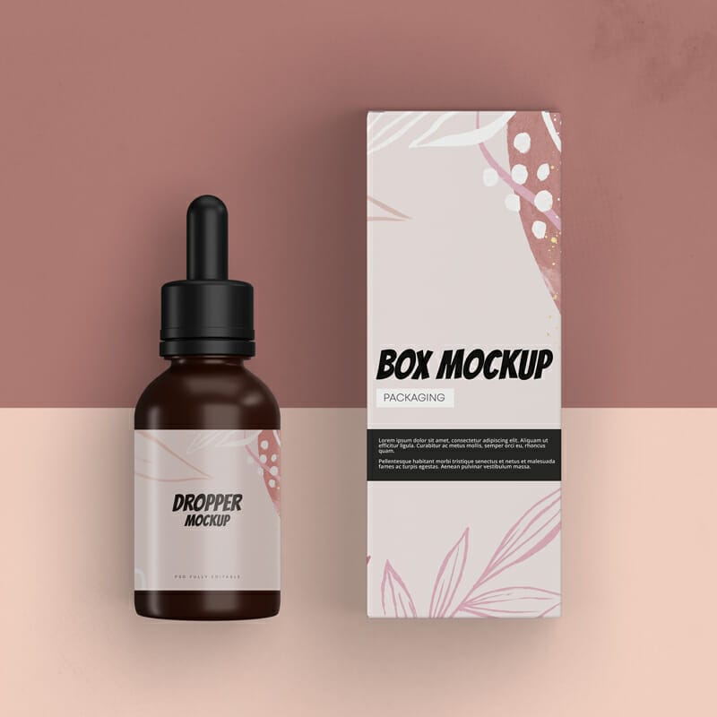 Dropper & Box Packaging Free Mockup