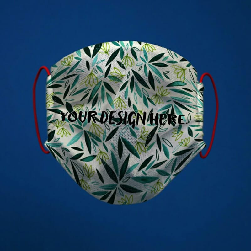 Face Mask Mockup on Blue Background