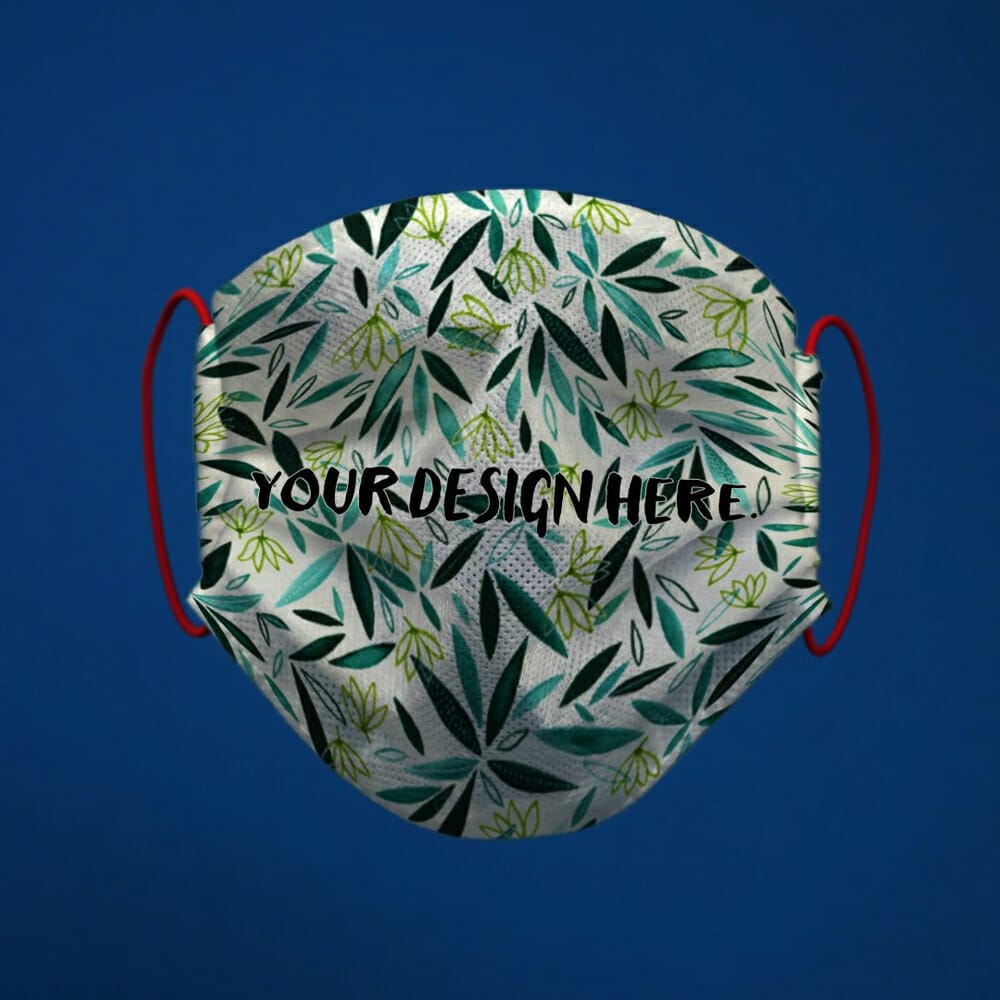 Face Mask Mockup on Blue Background