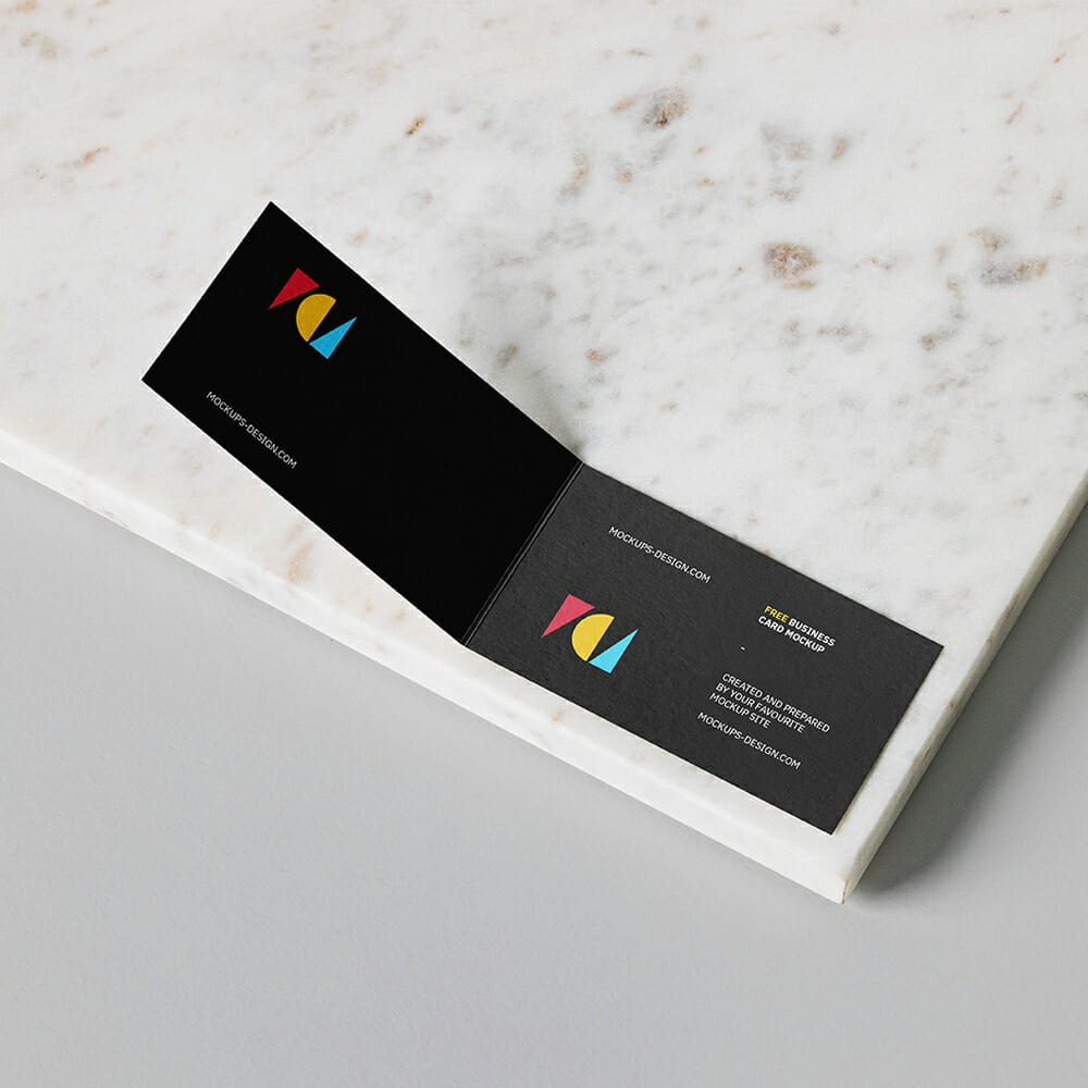 Folded Business Card Mockup